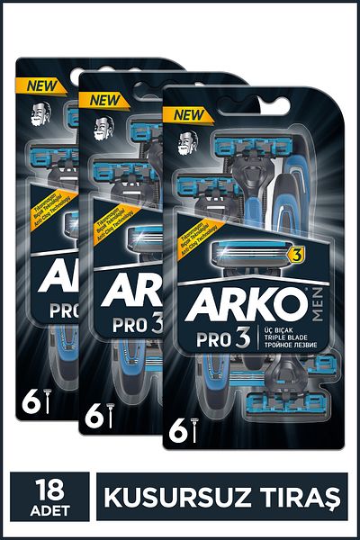 Arko Men Pro3 18 Pieces 3 Blades Men's Razor