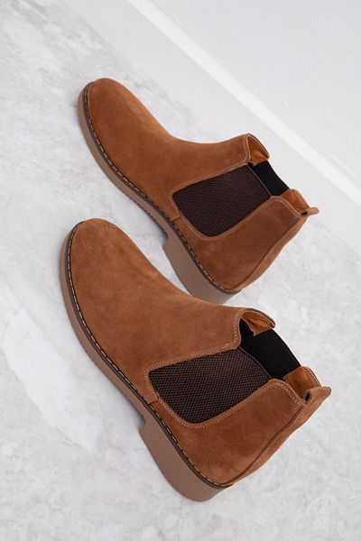 SOHO Genuine Leather Tan Suede Men's Boots - 19938