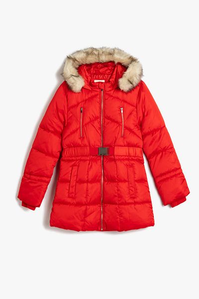 Koton Kids Red Girl's Coat 5Wkg00016Aw