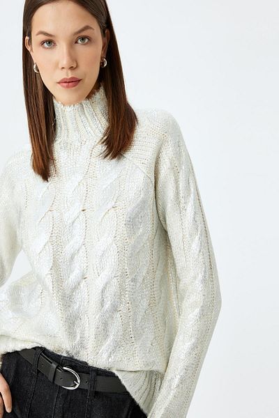 Koton Women's Ecru Sweater - 5Wal90082It Model