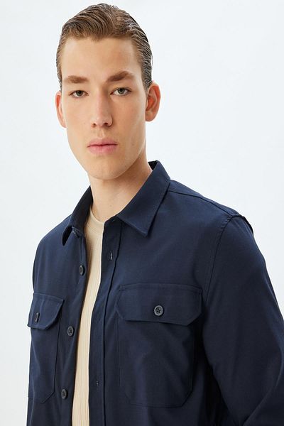 Koton Navy Blue Men's Shirt 5Wam60095Hw