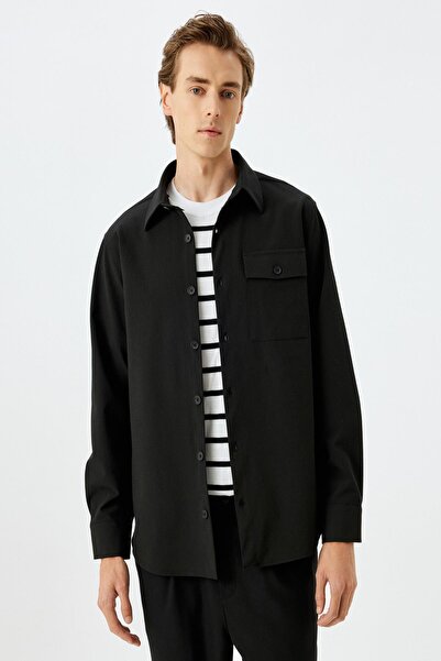 Koton Мъжка черна риза 5Wam60075Hw