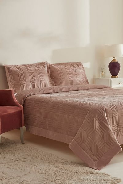 Karaca Home Sally Double Bedspread Set Dusty Rose