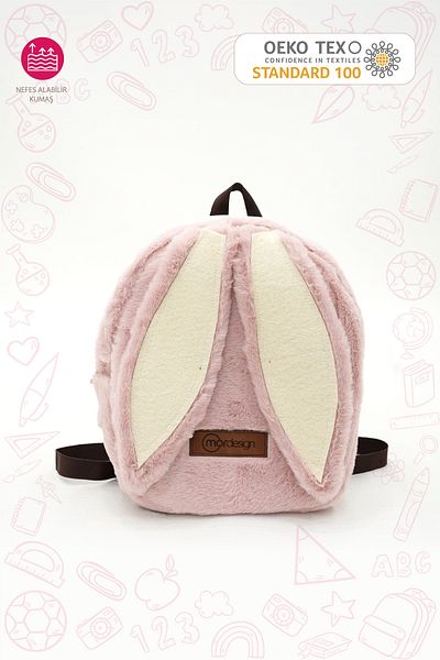mordesign Παιδικό σακίδιο πλάτης Cute Rabbit: Λούτρινη υφασμάτινη τσάντα για νηπιαγωγείο/Νηπιαγωγείο, σειρά Morbunny