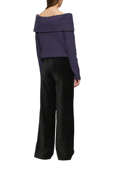 QS by s.Oliver Rib Knit Sweater with a Large Turn-Down Collar