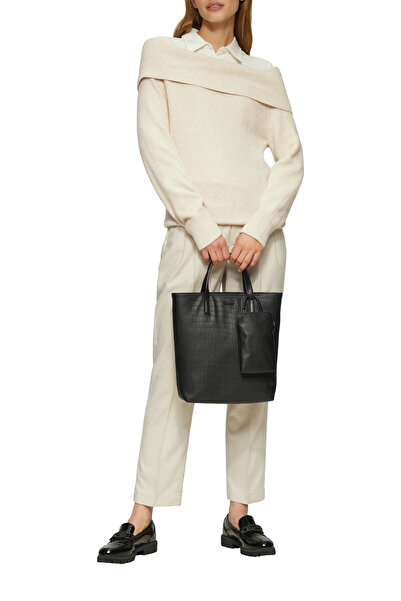 s.Oliver Удобен и перлен плетен пуловер - с отворени рамене, мека вътрешна част