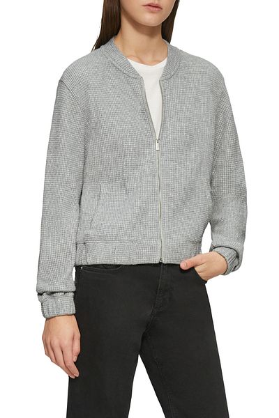 QS by s.Oliver Piqué Structure and Glitter Effect Sweatshirt Jacket