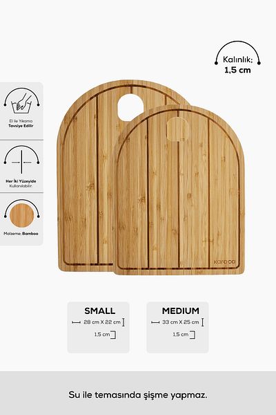 Karaca Leyla 2-Piece Bamboo Cutting Board 28/33 cm