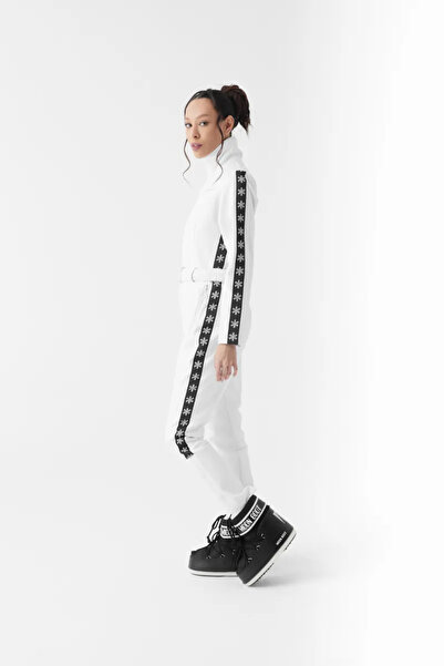 Öykü Lora White Kar Tanesi Desenli Ski Suit (KAYAK TULUMU)