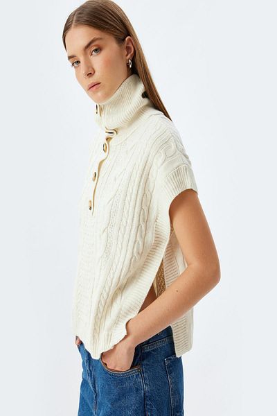 Koton Shirt Collar Knitwear Vest - Buttoned, Regular Fit