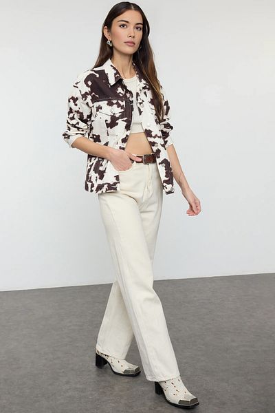 Trendyol Collection Többszínű tehénmintás farmerdzseki TWOAW25CE00087