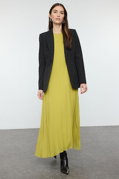 Trendyol Modest Khaki plisované spodní prádlo šaty Tctaw25Eb00089