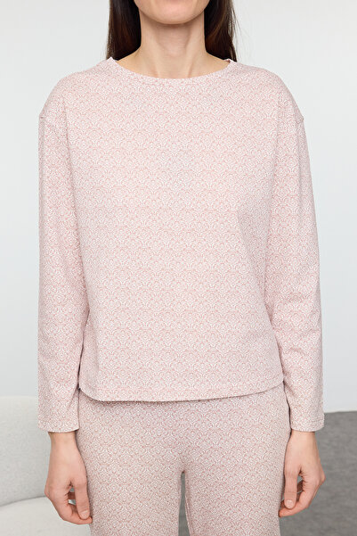 Trendyol Collection Pink 100% Cotton Ethnic Patterned Knitted Pajamas Set Thmaw25Pt00208