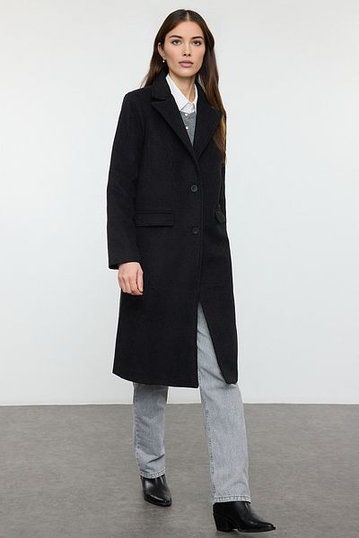 Trendyol Collection Schwarzer, regulär geschnittener Baumwollmantel TWOAW25KB00111