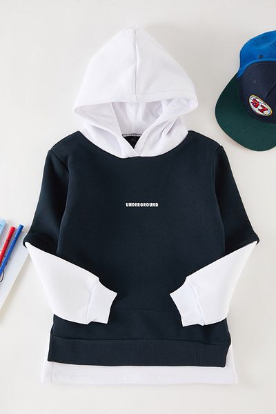 TRENDYOLKIDS Fiú sötétkék blokk mini pulóver - TKDAW25SW00067