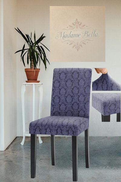 MADAME BELLA Υψηλής ποιότητας μοτίβο σάλι από ανθρακί, εύκαμπτο και πλενόμενο κάλυμμα καρέκλας χωρίς πυκνώσεις - 1 τεμάχιο