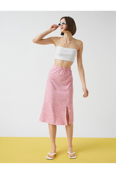 Koton Μίντι φούστα με λεοπάρ σχέδιο με σκίσιμο