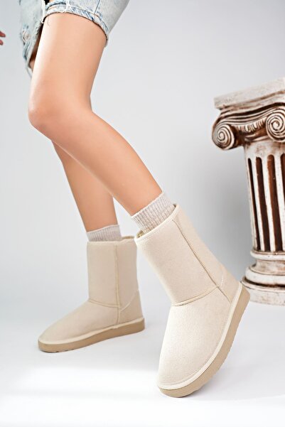 Genel Markalar Alçak Taban Uzun Boy İçi Yünlü Krem Bot