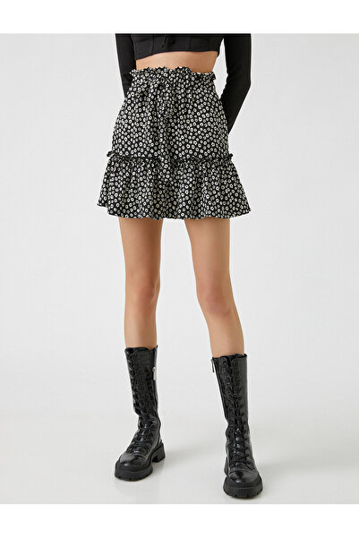 Koton Floral Ruffle Mini Skirt