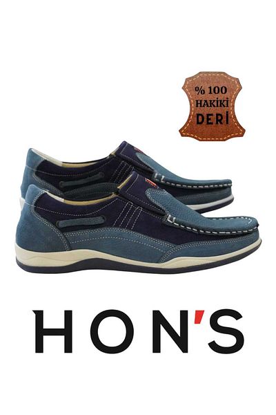 HON'S Piele nubuck autentică - Pantofi pentru bărbați cu talpă ortopedică (model AU01)