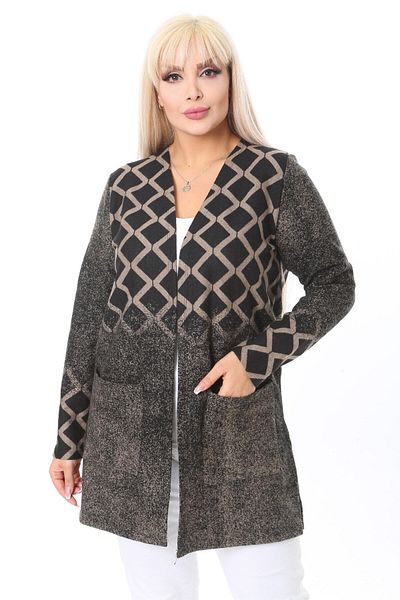 MELSAY Γυναικεία ζακέτα Jacquard Mink Diamond Κοντή ζακέτα μεγάλου μεγέθους