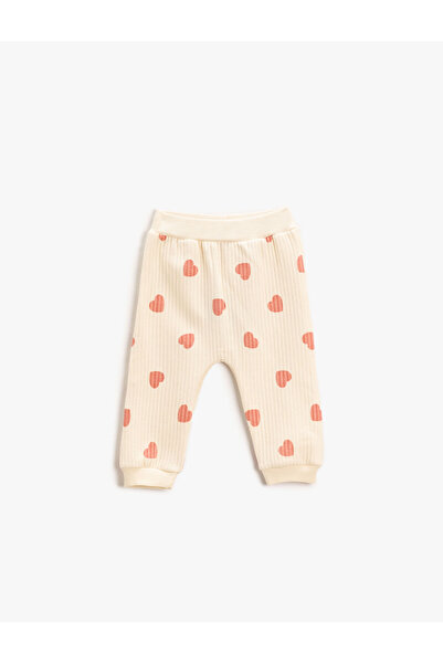 Koton Beige gemusterte Jogginghose für Babys (Mädchen) 3WMG40074AK
