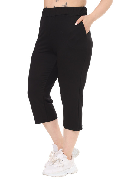 MELSAY Дамски комплект капри с къси ръкави, гарниран с шарка на хрътка зъби