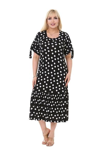 MELSAY Γυναικείο φόρεμα Μαύρο σε Plus Size Small πουά με δεμένα μανίκια