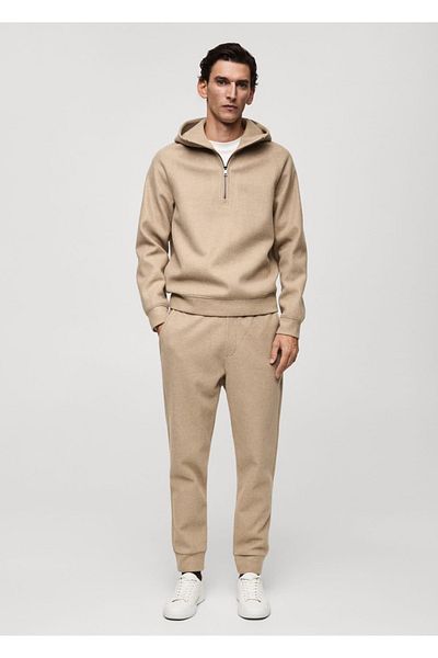 MANGO Man Jogger Pants with Flannel Drawstring