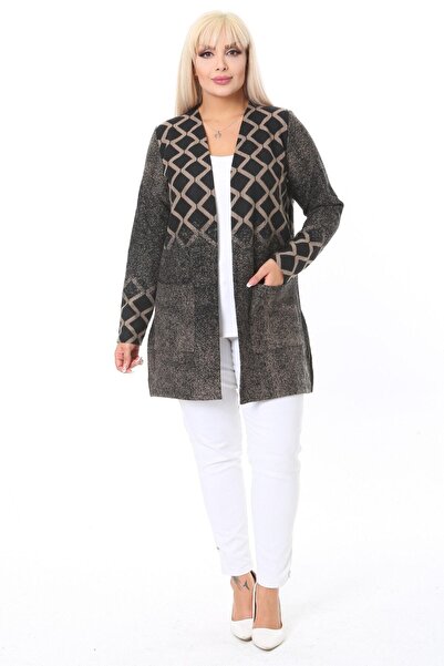 MELSAY Γυναικεία ζακέτα Jacquard Mink Diamond Κοντή ζακέτα μεγάλου μεγέθους