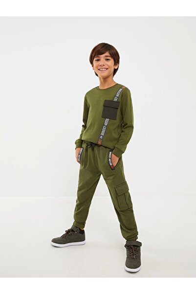 LC Waikiki LCW Kids Yeşil Beli Lastikli Baskılı Erkek Çocuk Jogger Eşofman Altı