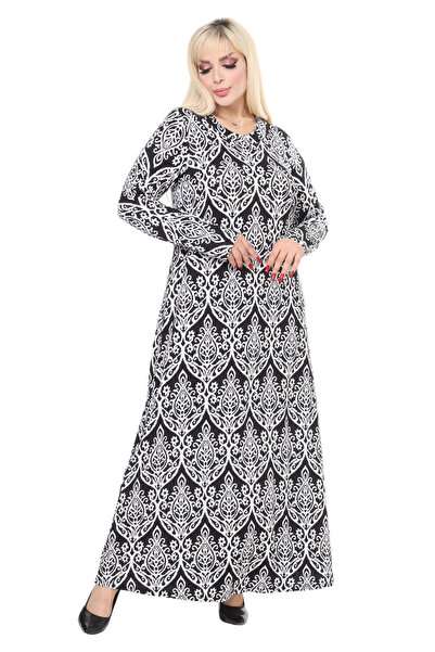 MELSAY Γυναικείο φόρεμα Hijab με μοτίβο λευκού κιλίμ μεγάλου μεγέθους