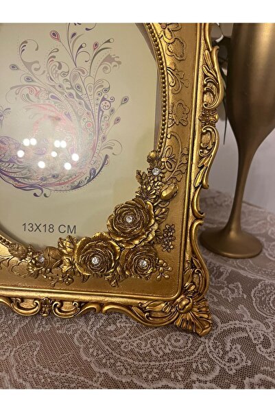NARART Klasik Hediyelik Çiçekli Gold Çerçeve