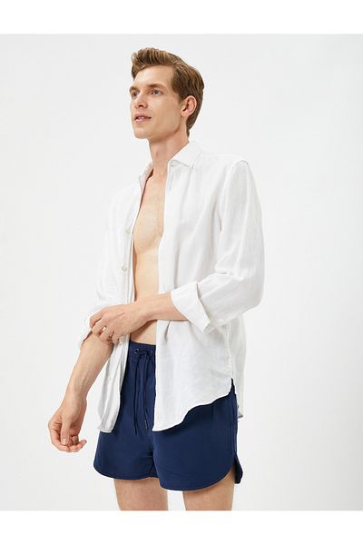 Koton Badeanzug-Shorts, kurze Taille, Schnürtasche