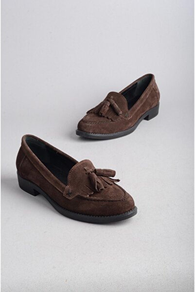 SEÇ KUNDURA SEÇ 236 HAKİKİ DERİ OXFORD MASKÜLEN KADIN AYAKKABI KAHVE SÜET