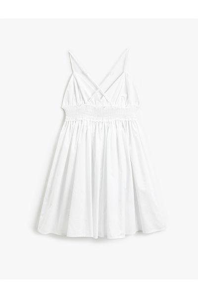 Koton Mini-Strandkleid mit V-Ausschnitt und schmalen Trägern
