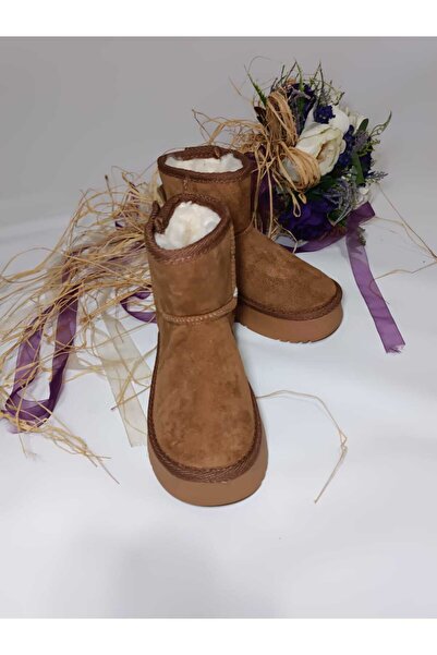 rabellashoes rabella çocuk model içi kürklü soğuğa dayanıklı taba renk bot