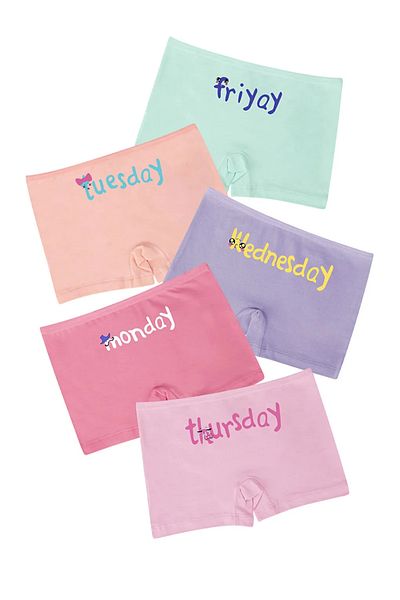 LC Waikiki Girl's Cotton Elastane Boxers 5 Pack