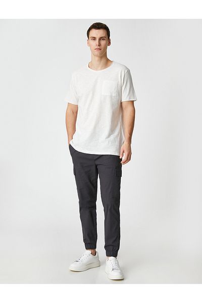 Koton Herren-T-Shirt Ecru 3sam10281hk