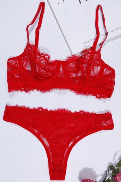 Rubuvi Serena Model Women's Underwire Lace Supportless Tulle Underwear Bra Set Lingerie Set