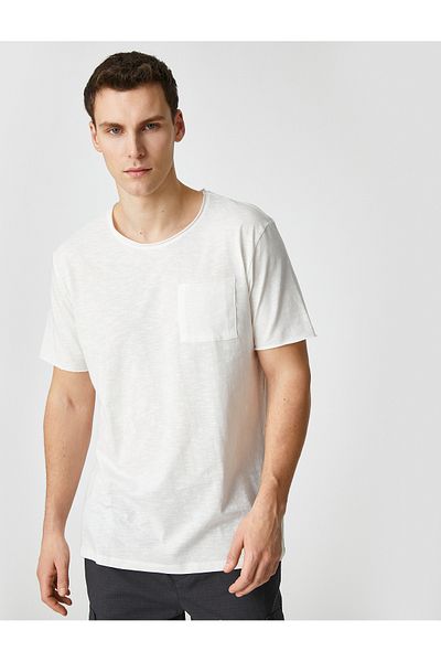 Koton Herren-T-Shirt Ecru 3sam10281hk