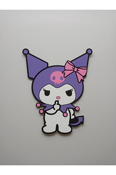 Dekoratif Ahşap Baskılı Sanrio Karakteri Sevimli Kuromi Çocuk Odası Duvar Aksesuarı 27*32