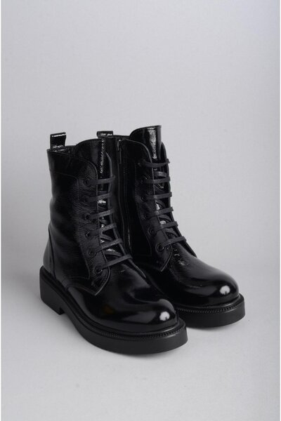 SEÇ KUNDURA Cizme negre de damă din piele naturală - SEÇ 07550 piele lacuită