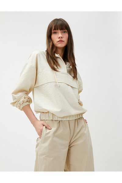 Koton Parachute Sweatshirt Hooded Elastic Waist
