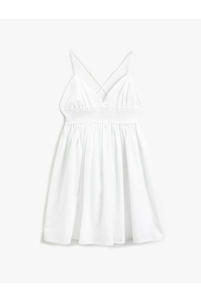Koton Mini-Strandkleid mit V-Ausschnitt und schmalen Trägern