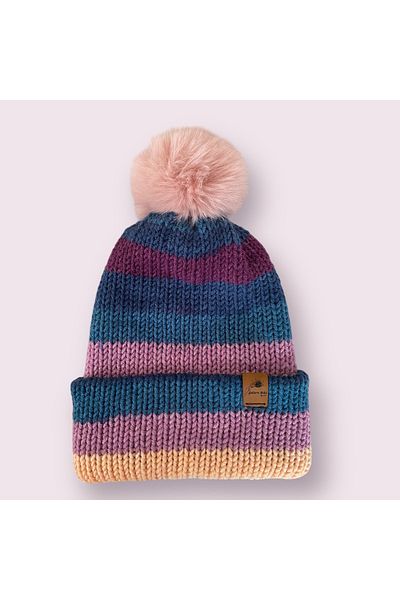 Satürn Hobi Knitted Batik Patterned Pompom Beret