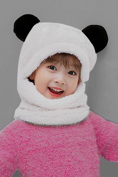 Nurnivus Cute Children's Hat with Panda Pattern - Hooded, Eared, Plush Beanie, Windproof