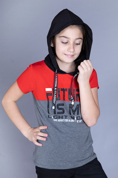 Toontoy Fată - cu glugă cu imprimeu Tricou Garni