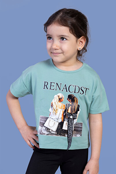 Toontoy Tricou digital pentru fete cu imprimeu - Tricou cu detaliu pe spate