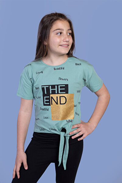Toontoy Fată - cu imprimeu și tricou complet cu detaliu de legare